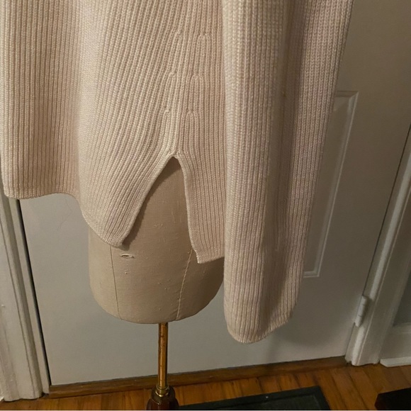 No label long sleeve ribbed mock neck tunic sweater ivory cream size M L - Picture 12 of 16